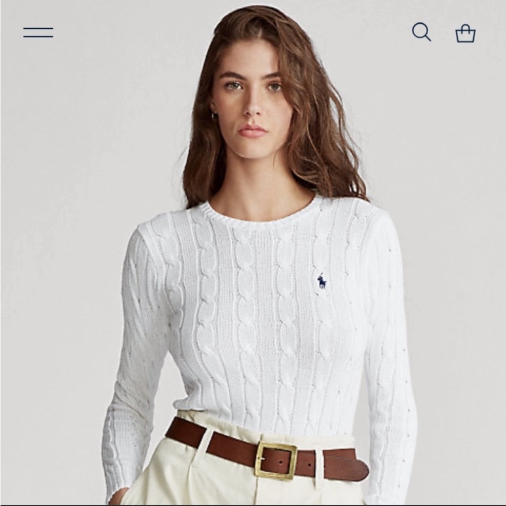 Ralph Lauren Cable Knit Sweater. White. Size small